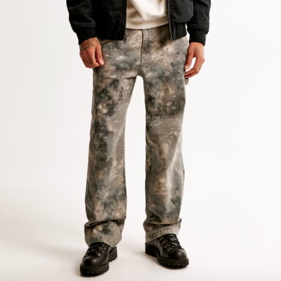 A&F Men's Baggy Workwear Pant, Dark Gray Camo Pattern, 32x28, EUC - Picture 1 of 7